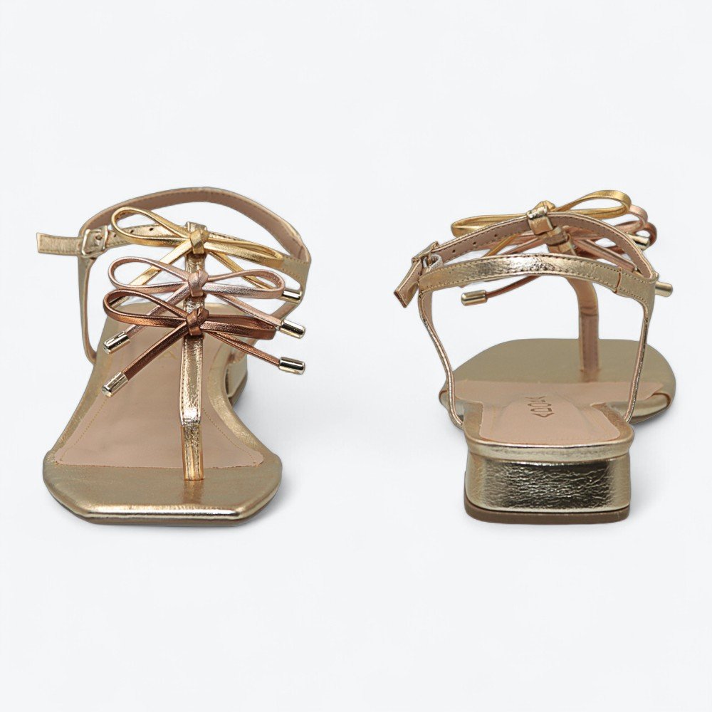 Sandália Adora Metalizada Salto Baixo Feminina 1057626-01 Champagne 5