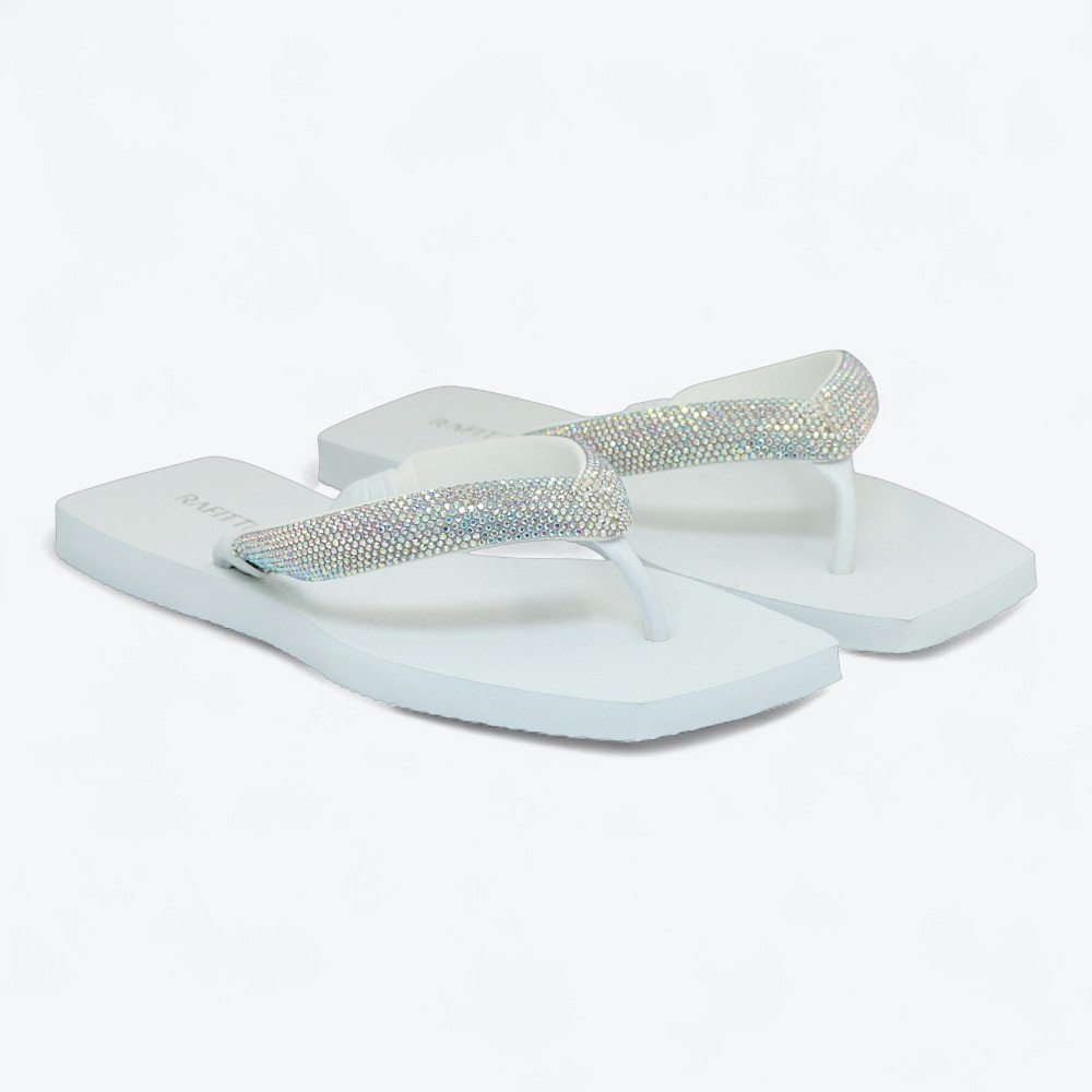 Chinelo Rafitthy South Beach Strass Feminino 25116100-01 Branco 3