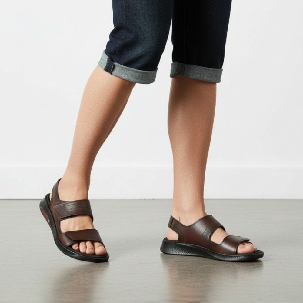 Sandália Pegada em Couro Masculina 13470302 Marrom 2