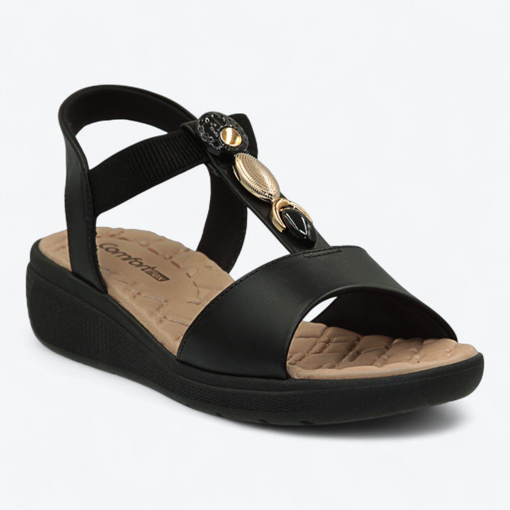 Sandália Comfortflex Anabela Feminina 2586404-01 Preto 2