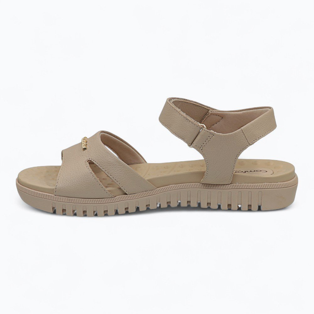 Sandália Comfortflex em Couro Feminina 2545402-01 Bege 4