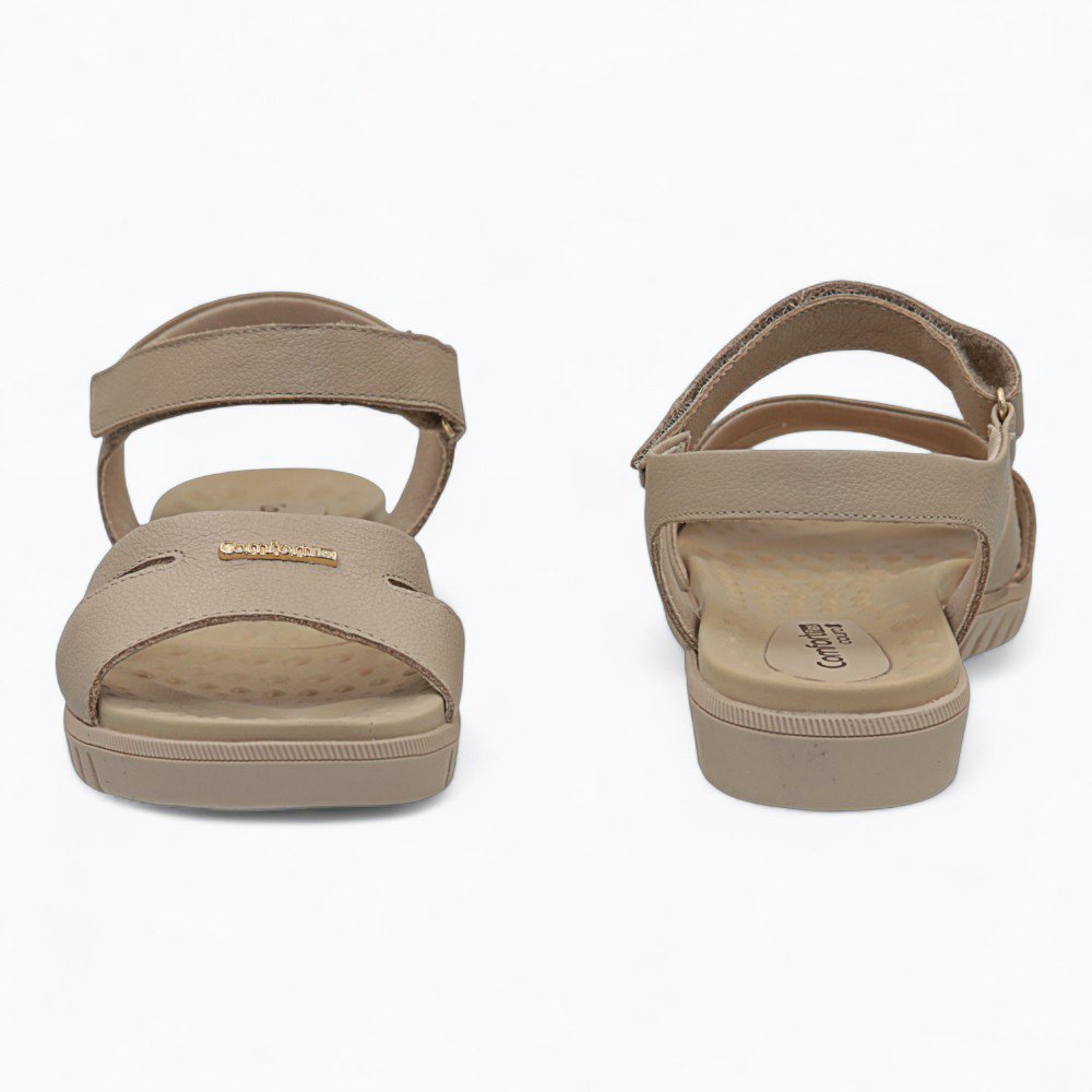 Sandália Comfortflex em Couro Feminina 2545402-01 Bege 5