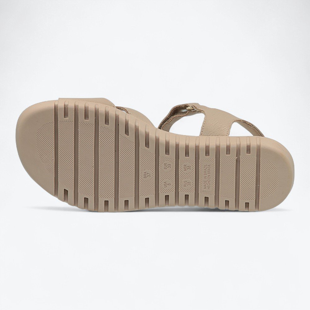 Sandália Comfortflex em Couro Feminina 2545402-01 Bege 6