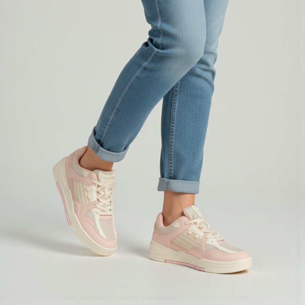 Tênis Ramarim Casual Feminino 2589236-01 Bege/Rosa 2