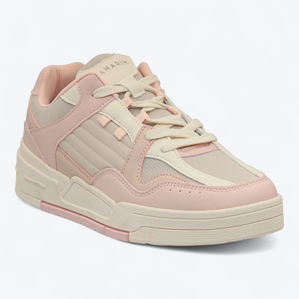 Tênis Ramarim Casual Feminino 2589236-01 Bege/Rosa 3
