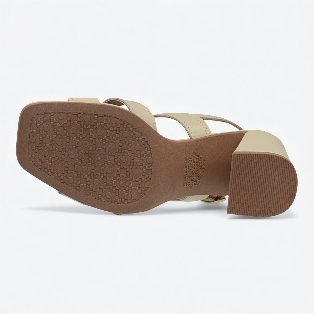 Sandália Dakota em Couro Salto Bloco Feminina Y9992-01 Bege 6