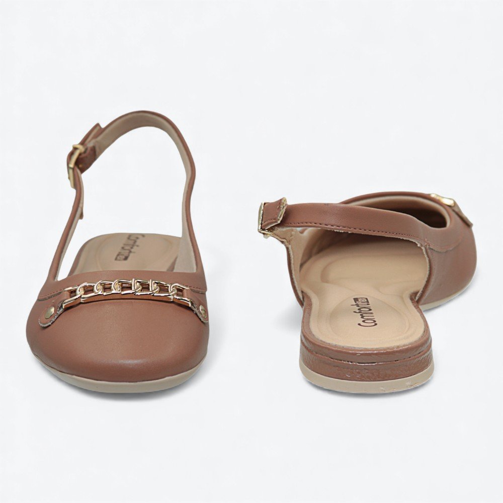 Sapatilha Comfortflex Slingback Feminina 2579432-01 Marrom 5
