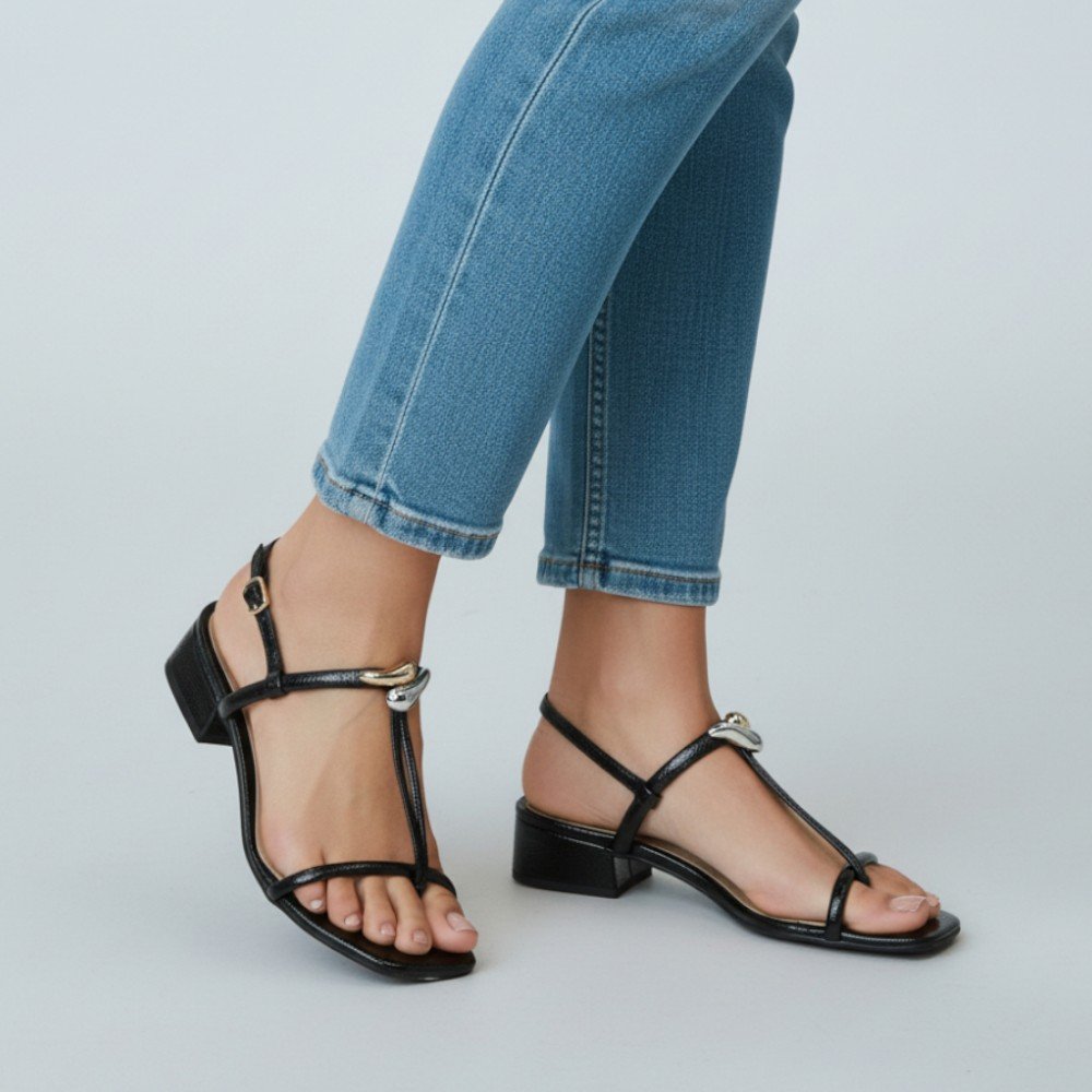 Sandália Ramarim Verniz Salto Bloco Feminina 2548210-01 Preto 2