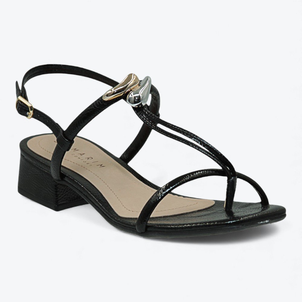 Sandália Ramarim Verniz Salto Bloco Feminina 2548210-01 Preto 3