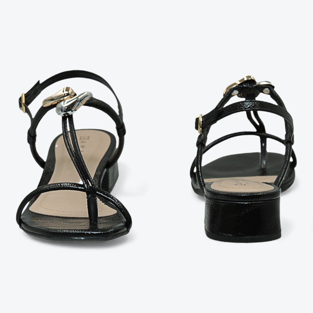 Sandália Ramarim Verniz Salto Bloco Feminina 2548210-01 Preto 6