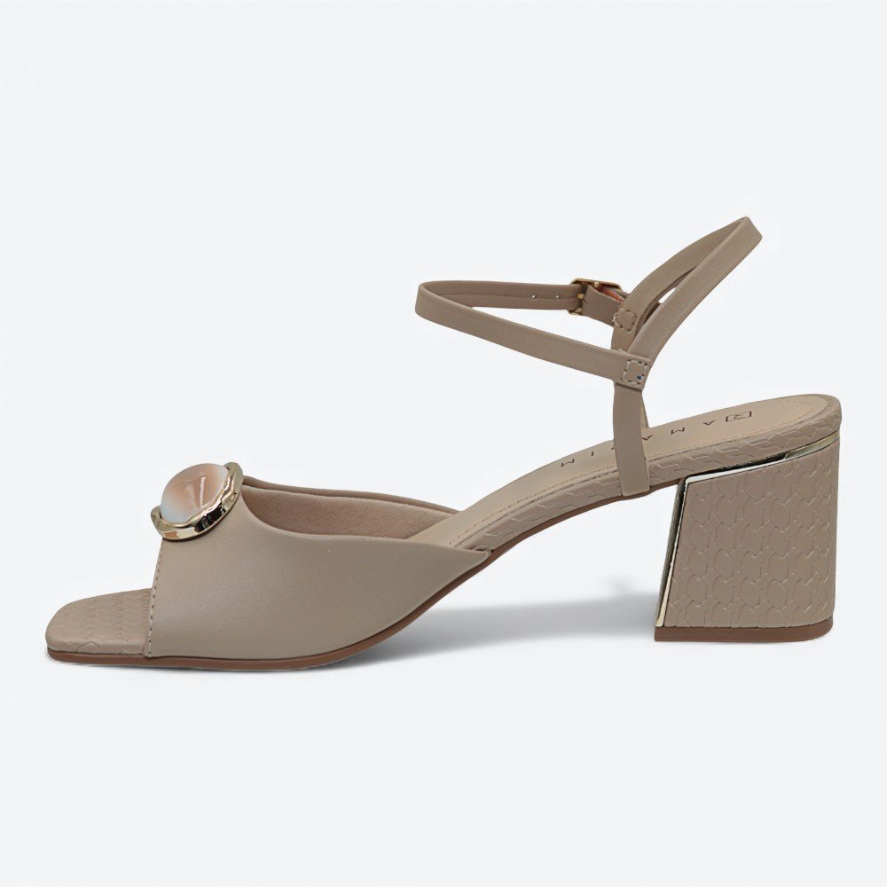 Sandália Ramarim Salto Bloco Feminina 2539207-01 Bege 5