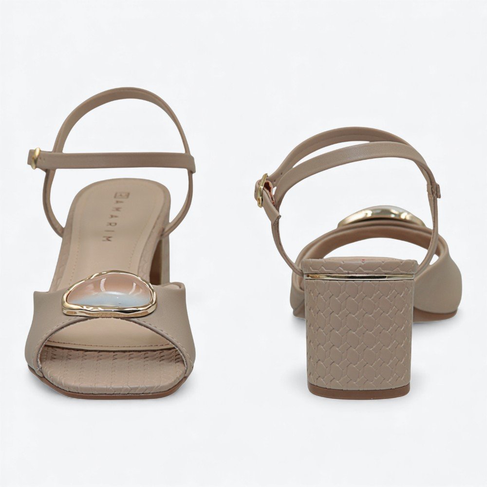 Sandália Ramarim Salto Bloco Feminina 2539207-01 Bege 6