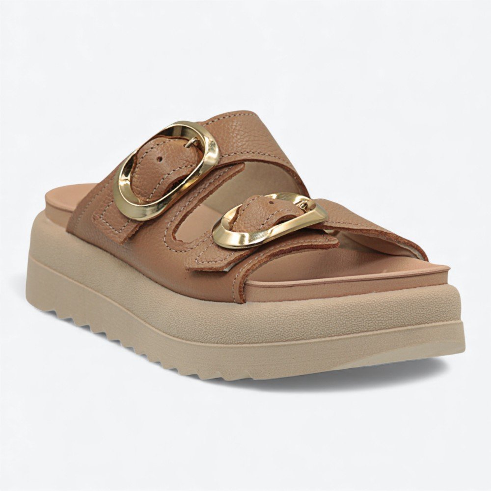 Sandália Pegada Flatform em Couro Feminina 23440503 Marrom 2