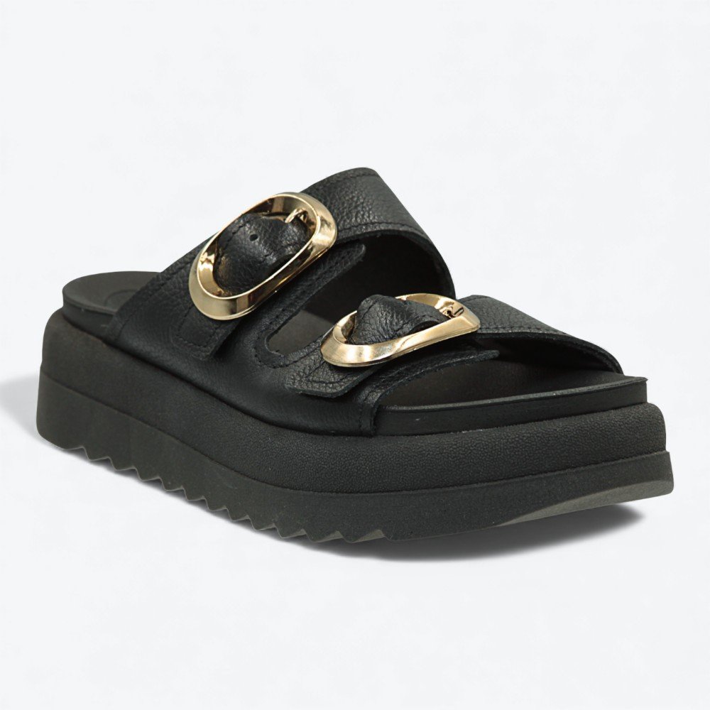 Sandália Pegada Flatform em Couro Feminina 23440504 Preto 2