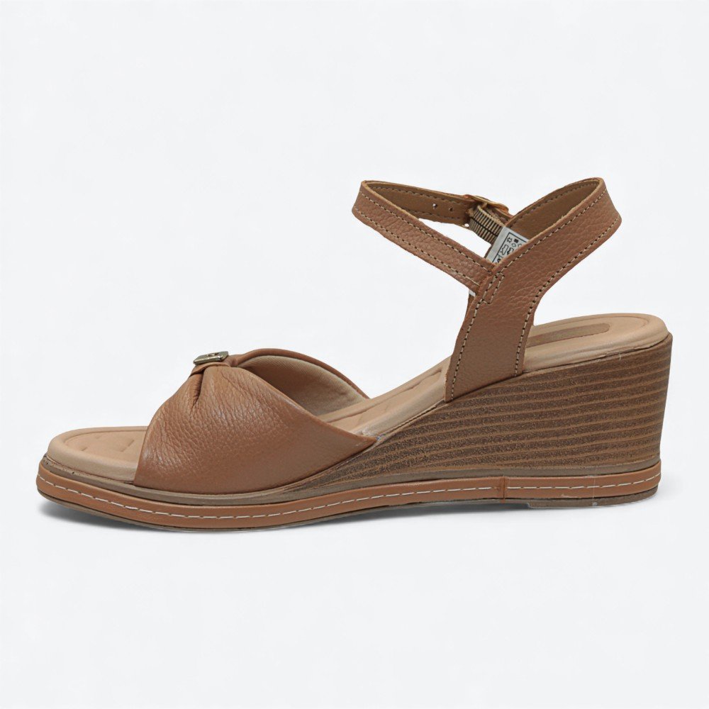 Sandália Pegada Anabela em Couro Feminina 23395602 Marrom 5