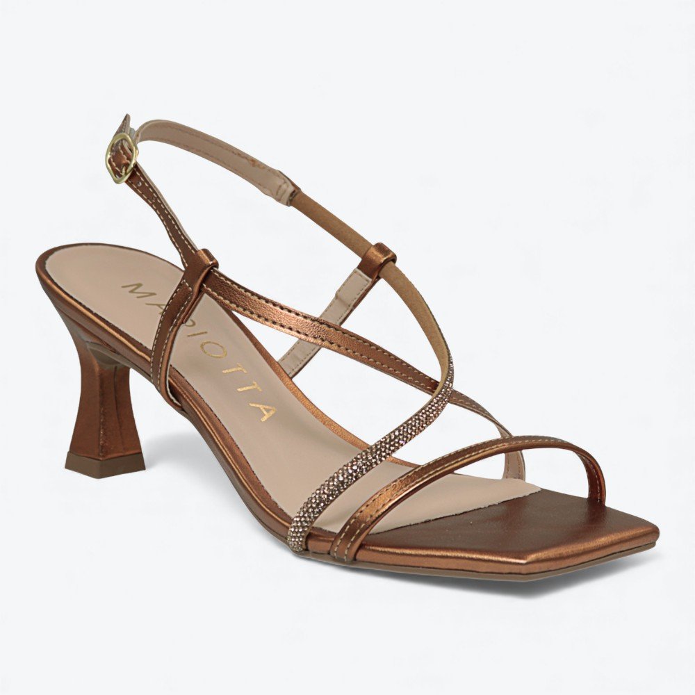 Sandália Mariotta Metalizada Salto Flare Feminina 2096001-01 Bronze 3