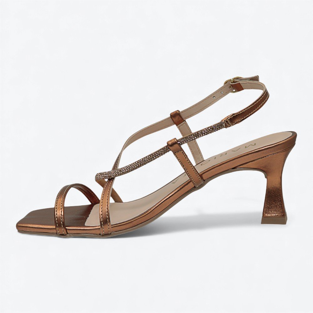 Sandália Mariotta Metalizada Salto Flare Feminina 2096001-01 Bronze 5