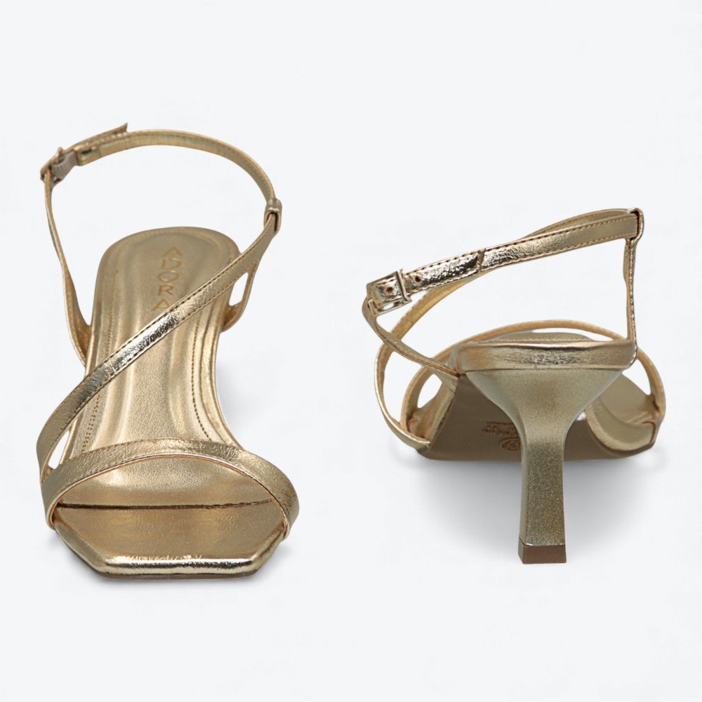Sandália Adora Metalizada Salto Fino Feminina 1887753-01 Dourado 5