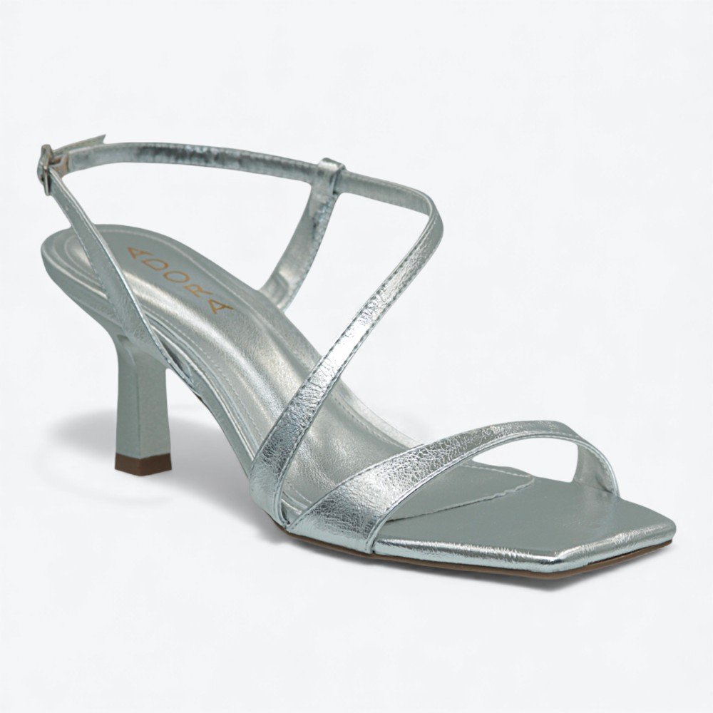 Sandália Adora Metalizada Salto Fino Feminina 1887753-02 Prata 2
