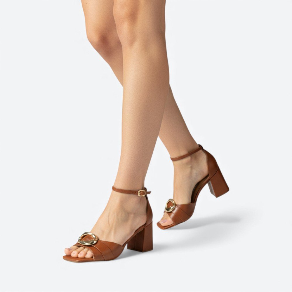 Sandália Ramarim Salto Bloco Feminina 2534203-01 Marrom 2