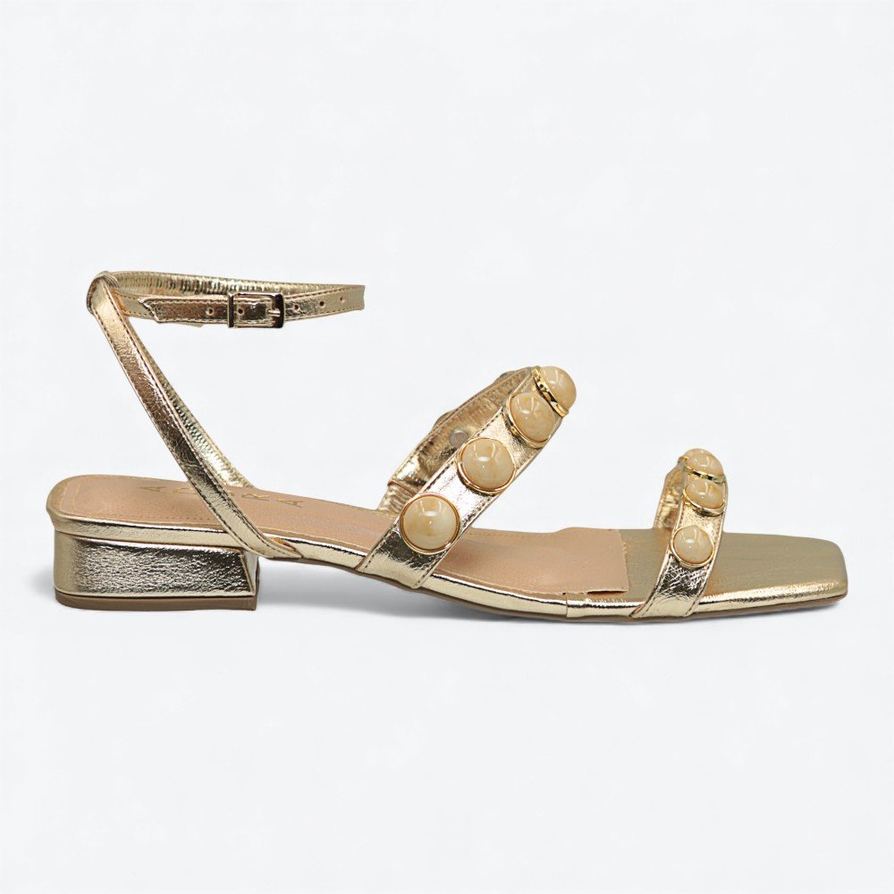 Sandália Adora Metalizada Salto Bloco Feminina 1057750-01