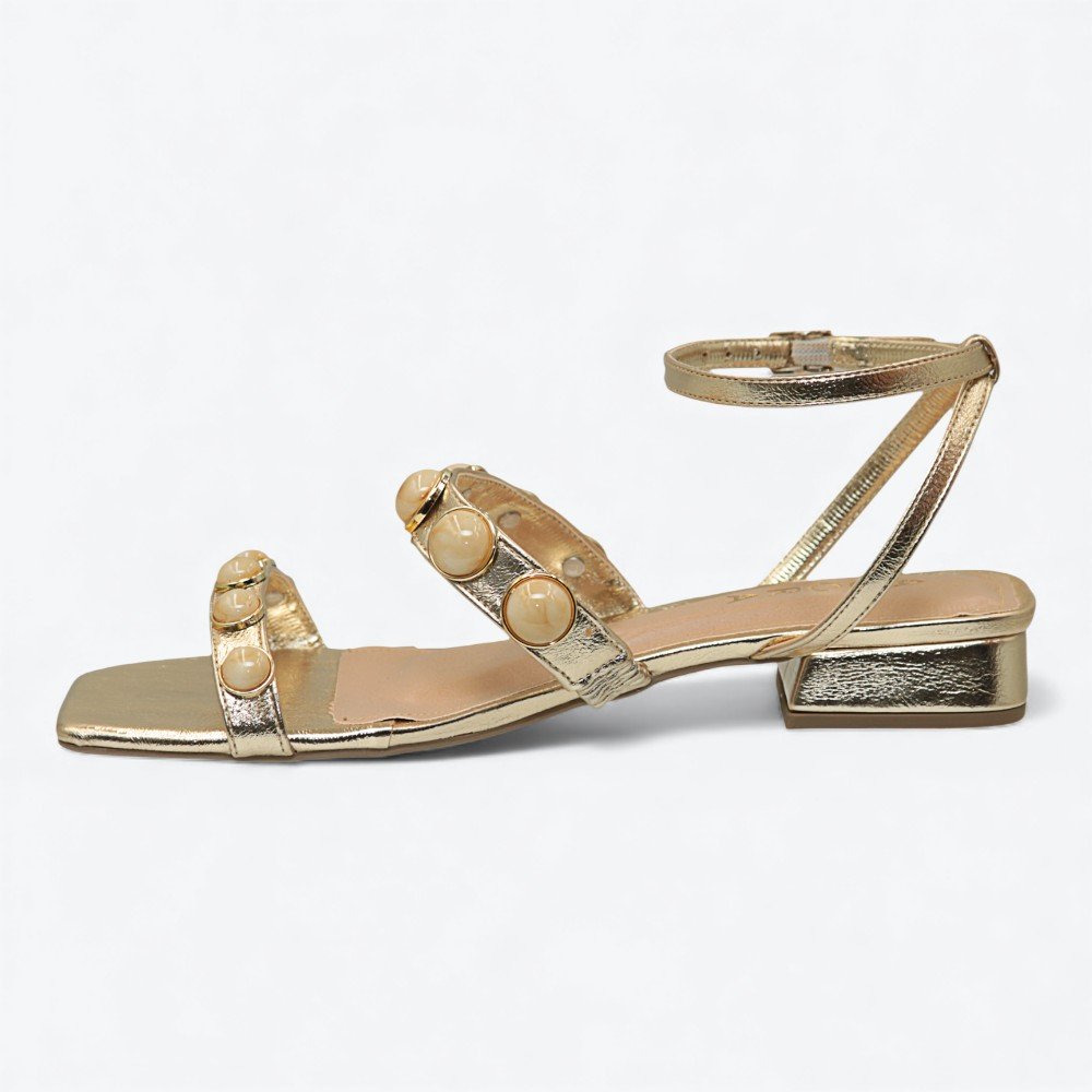 Sandália Adora Metalizada Salto Bloco Feminina 1057750-01 Dourado 5