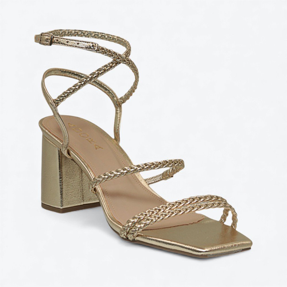 Sandália Adora Metalizada Salto Bloco Feminina 1947432-01 Dourado 3