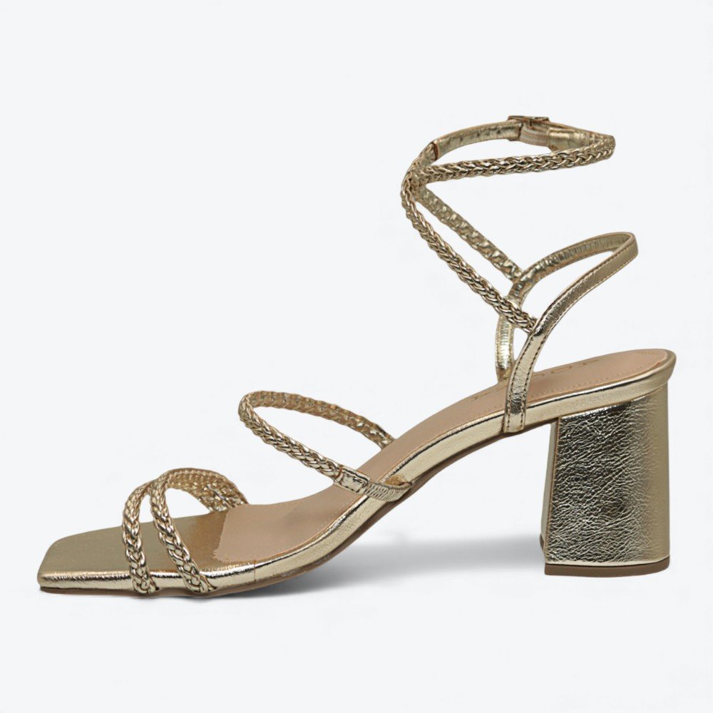 Sandália Adora Metalizada Salto Bloco Feminina 1947432-01 Dourado 5