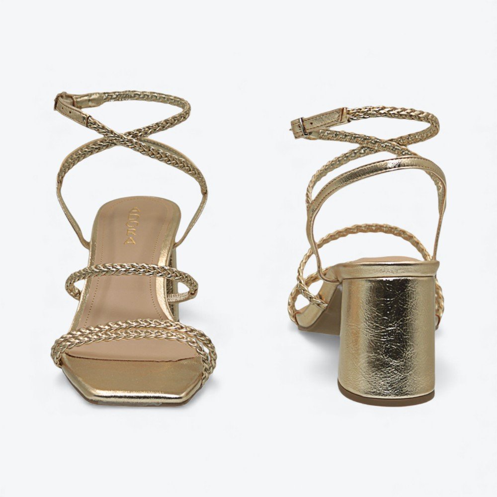 Sandália Adora Metalizada Salto Bloco Feminina 1947432-01 Dourado 6