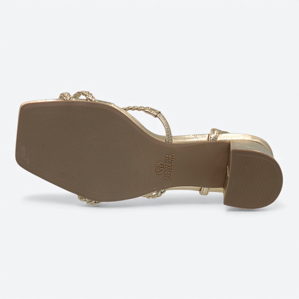 Sandália Adora Metalizada Salto Bloco Feminina 1947432-01 Dourado 7