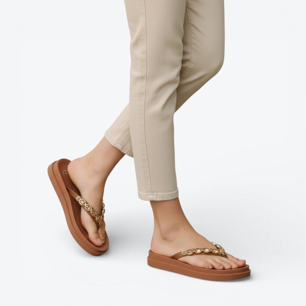 Chinelo Rafitthy Flatform Bold Shine Feminino 1916100-01 Caramelo 2