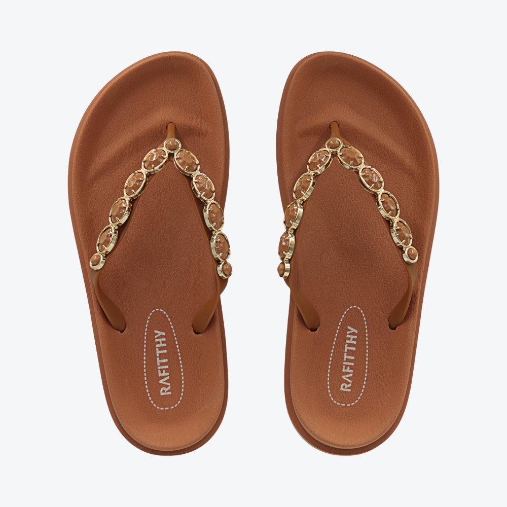 Chinelo Rafitthy Flatform Bold Shine Feminino 1916100-01 Caramelo 4