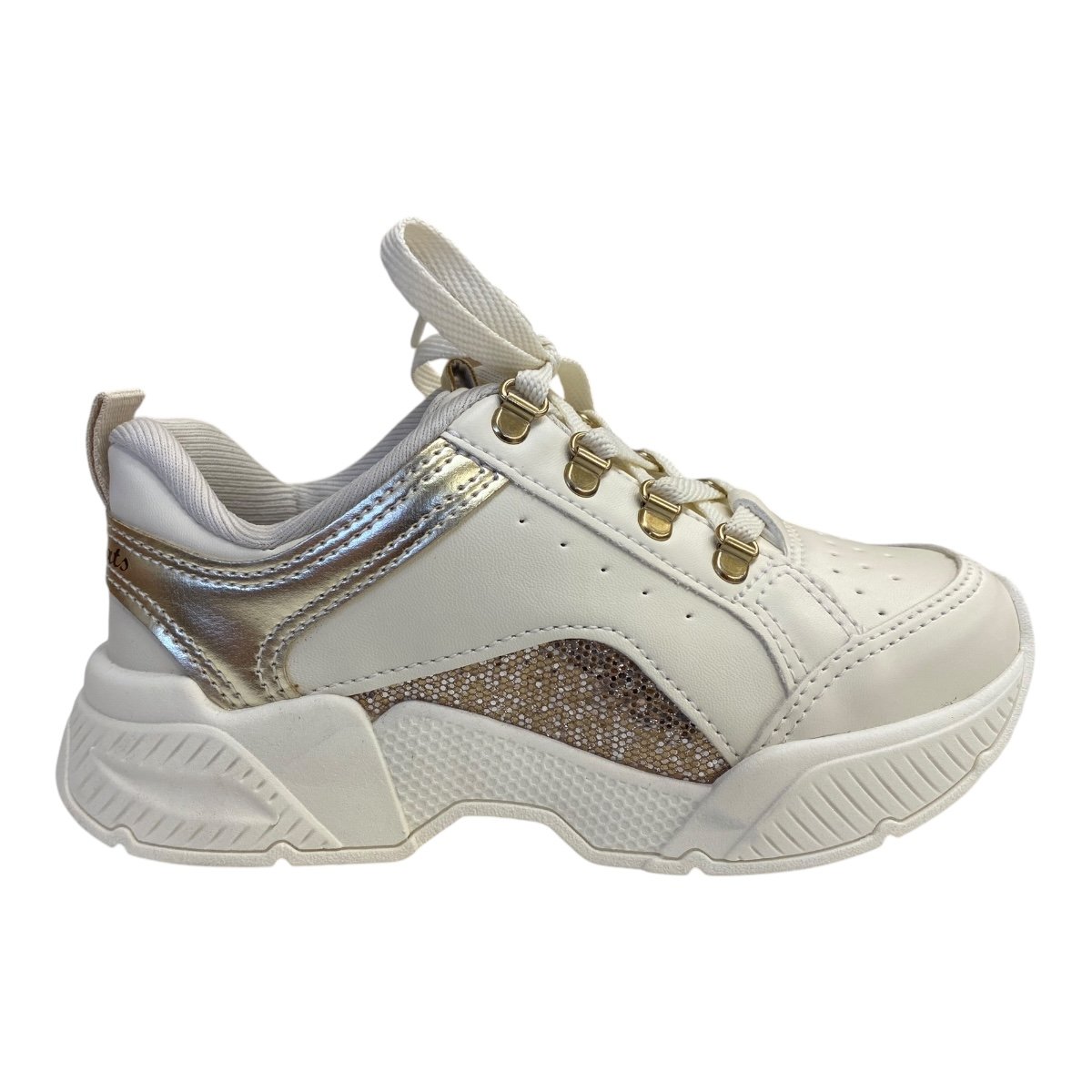 Tenis Infantil Menina Pink Cats Sintético Metalizado Brilho V4762 Branco Branco 1