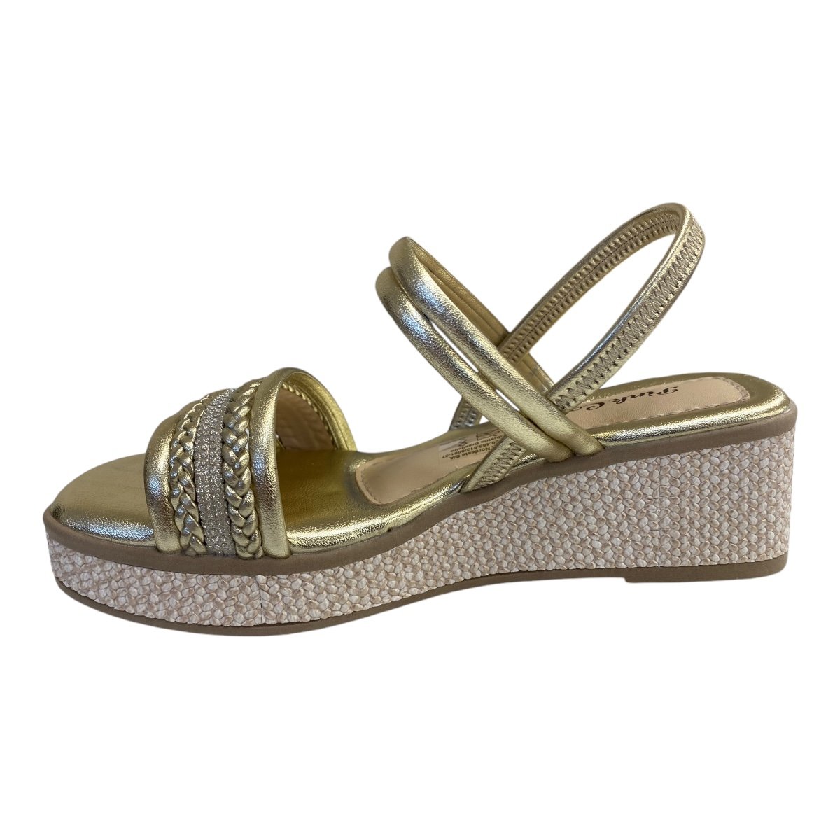 Sandalia Infantil Menina Pink Cats Anabela Metalizada Brilho V4702 Dourado Dourado 5