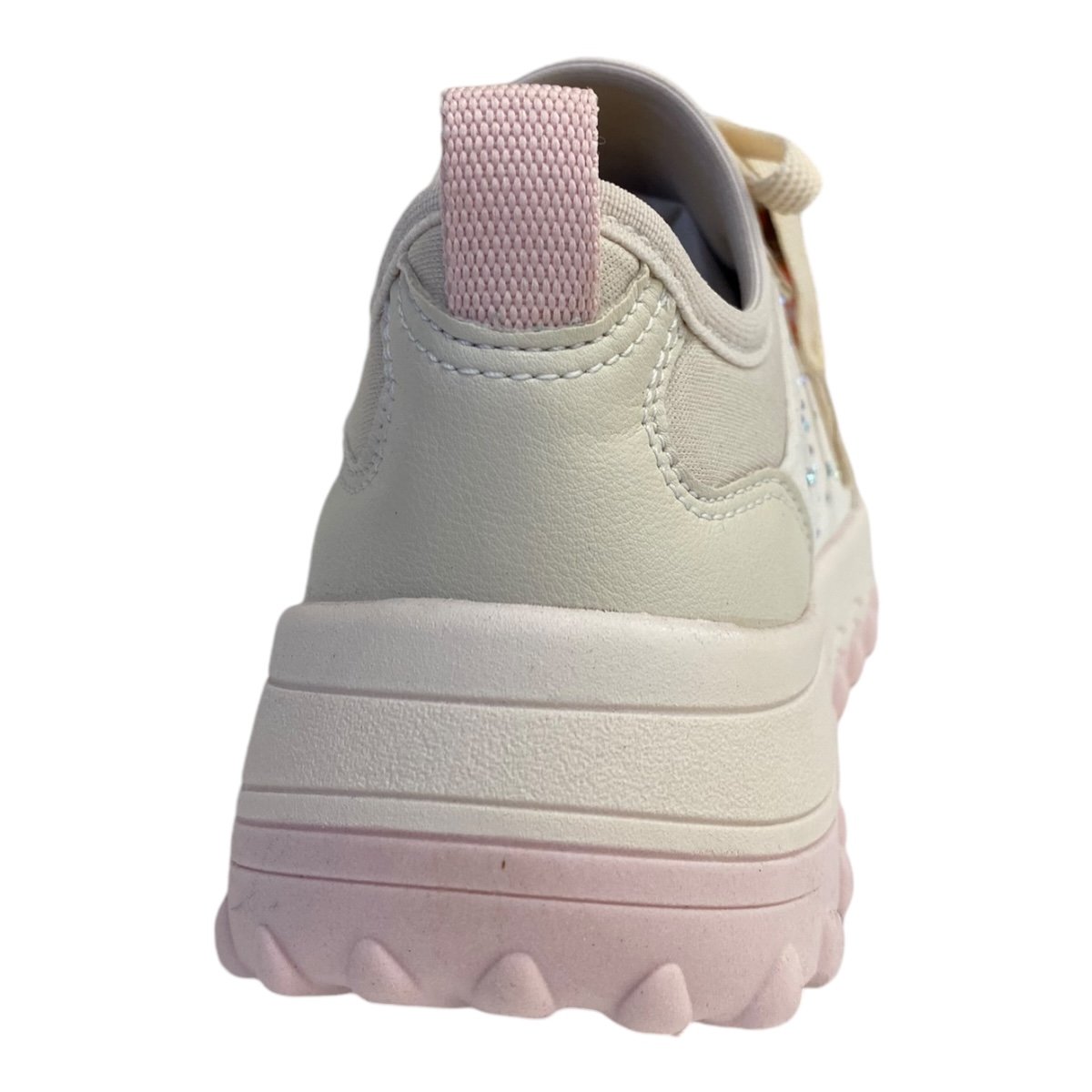 Tenis Infantil Menina Pink Cats Sintético Strass Brilho V4335 Marfim Branco 5