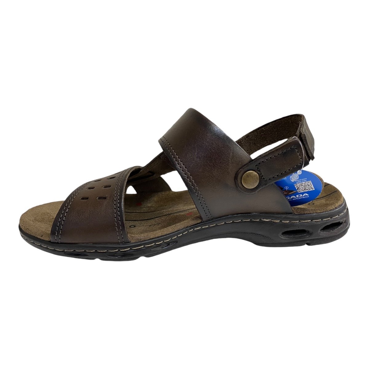 Sandalia Masculino Pegada 2 Em 1 Conforto Calce Fácil Em Couro 130688-03 Marrom Marrom 3