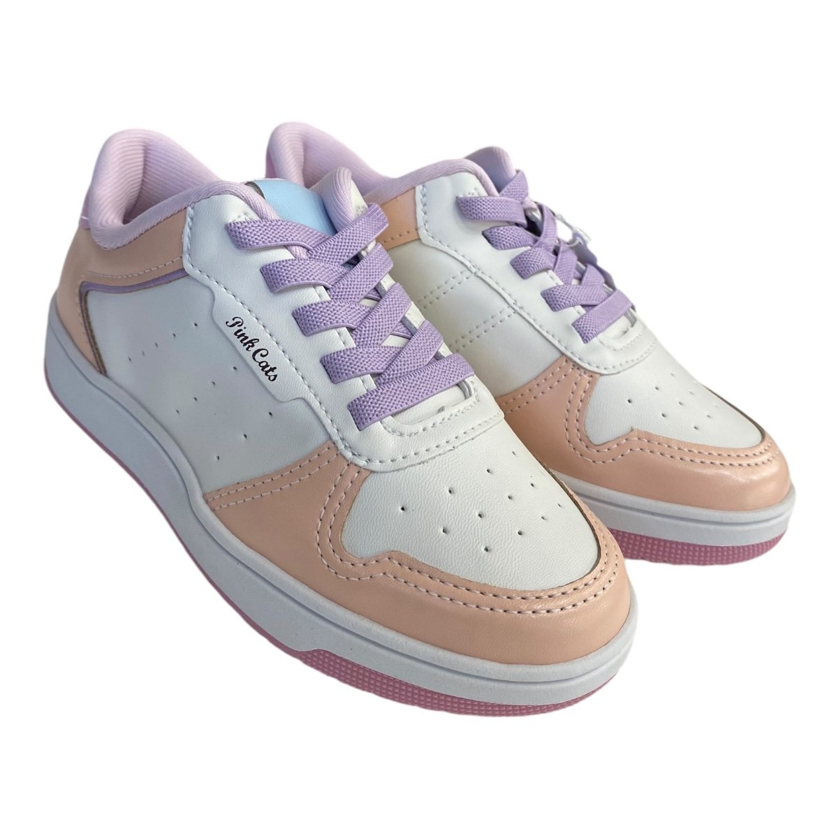 Tenis Infantil Menina Pink Cats Casual Colorido V4741 Branco Branco 2