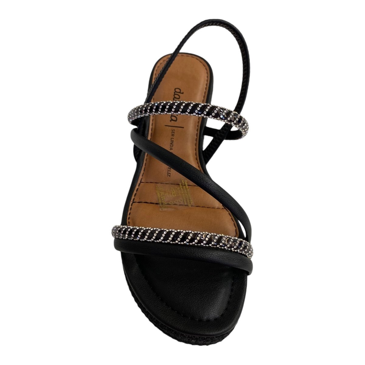 Sandalia Anabela Feminino Dakota Sintético Brilho Calce Fácil Strass Y8321 Preto Preto 5