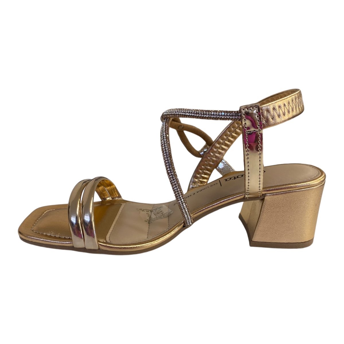 Sandalia Feminino Dakota Sintético Metalizada Calce Fácil Brilho Strass V7502 Bronze Marrom 3