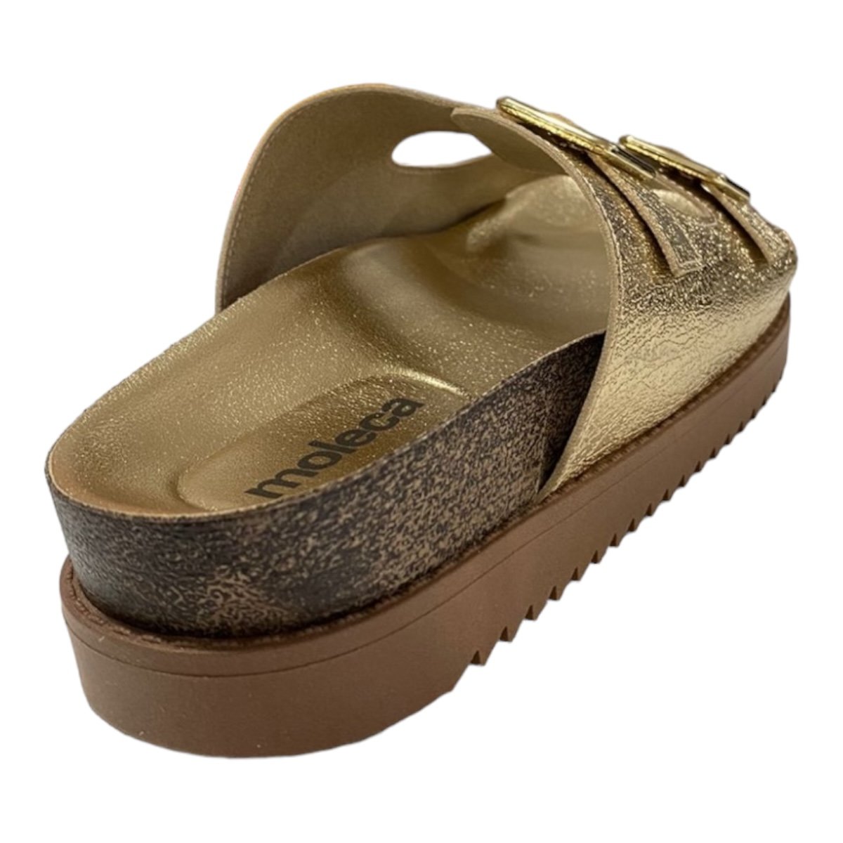 Chinelo Papete Feminino Moleca Metalizada Fivela Camurça 5500.105 Dourado Dourado 3