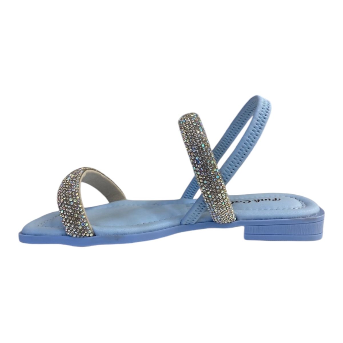 Sandália Rasteira Infantil Menina Pink Cats Calce Fácil Brilho Strass V4662 Azul Azul 3