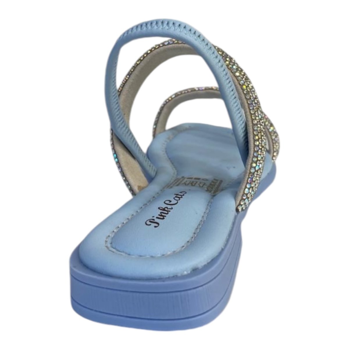 Sandália Rasteira Infantil Menina Pink Cats Calce Fácil Brilho Strass V4662 Azul Azul 4