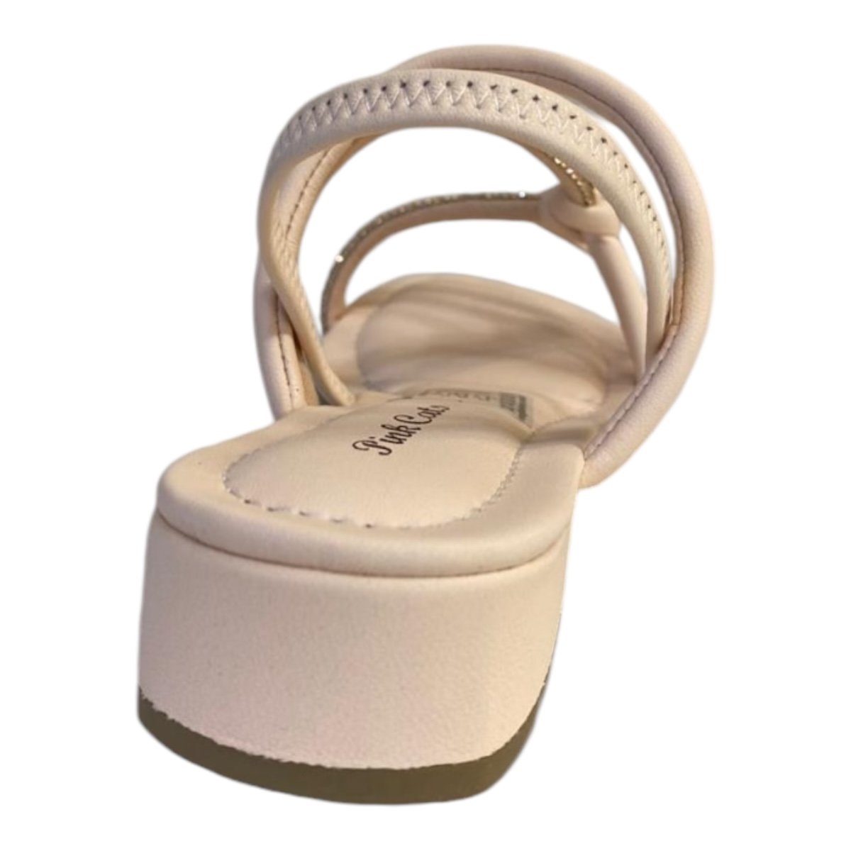 Sandalia Infantil Menina Pink Cats Salto Calce Fácil Brilho V4433 Laranja Bege 4