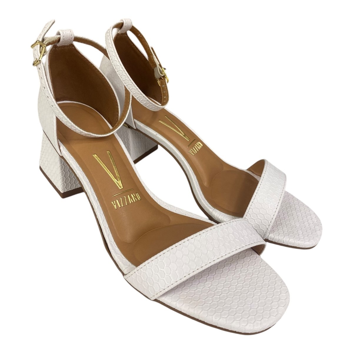 Sandalia Feminino Vizzano Salto Baixo Básica Calcanhar Fechado 6428.104 Branco Branco 2