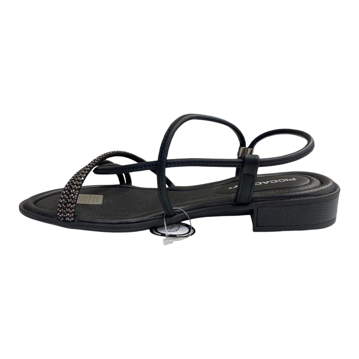 Sandalia Feminino Picadilly Napa Calce Fácil Tiras Brilho 590045 Preto Preto 4