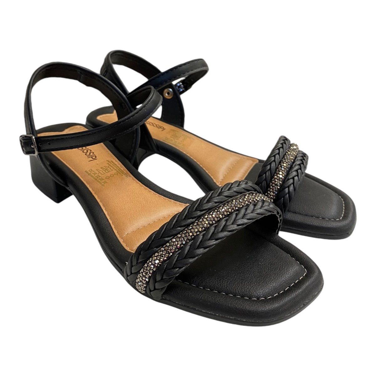 Sandalia Feminino Mississipi Sintético Trançado Brilho Mb803 Preto Preto 2