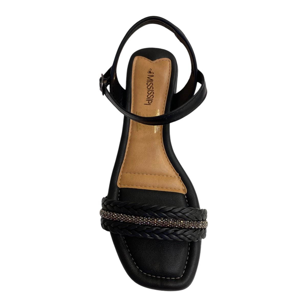 Sandalia Feminino Mississipi Sintético Trançado Brilho Mb803 Preto Preto 6