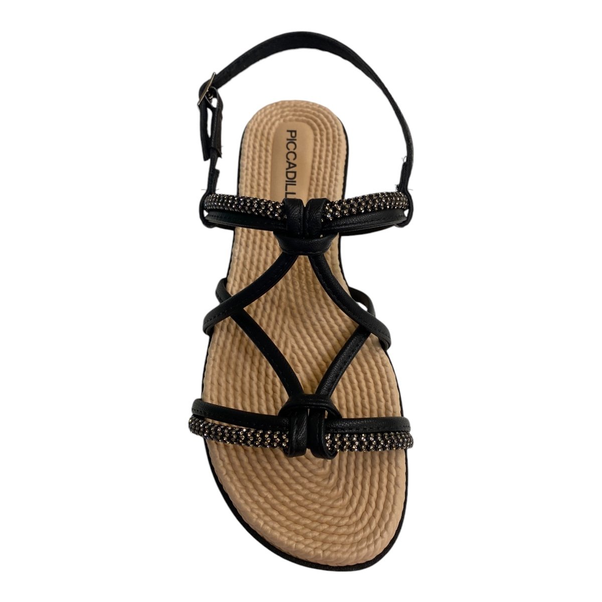 Sandalia Feminino Picadilly Napa Conforto Metalizado Brilho 513011 Preto Preto 6