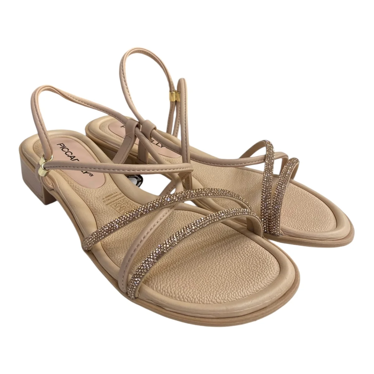 Sandalia Feminino Picadilly Napa Calce Fácil Tiras Brilho 590045 Nude Bege 2