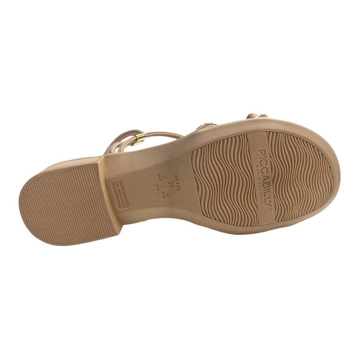 Sandalia Feminino Picadilly Napa Calce Fácil Tiras Brilho 590045 Nude Bege 3